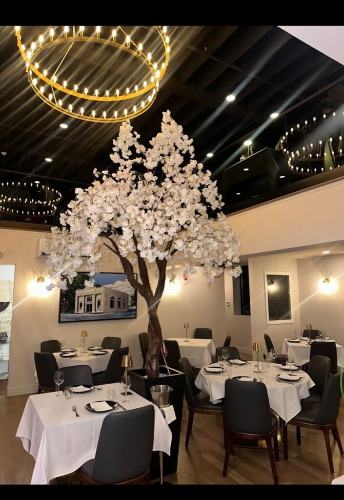 Warm, intimate dining room at Allendale Steakhouse