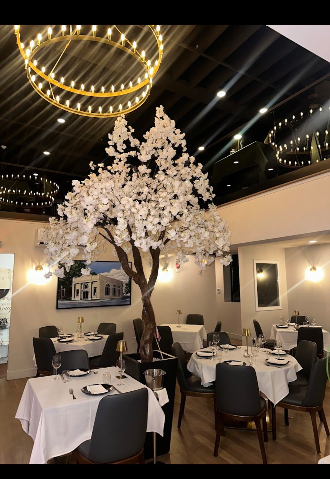 Warm, intimate dining room at Allendale Steakhouse