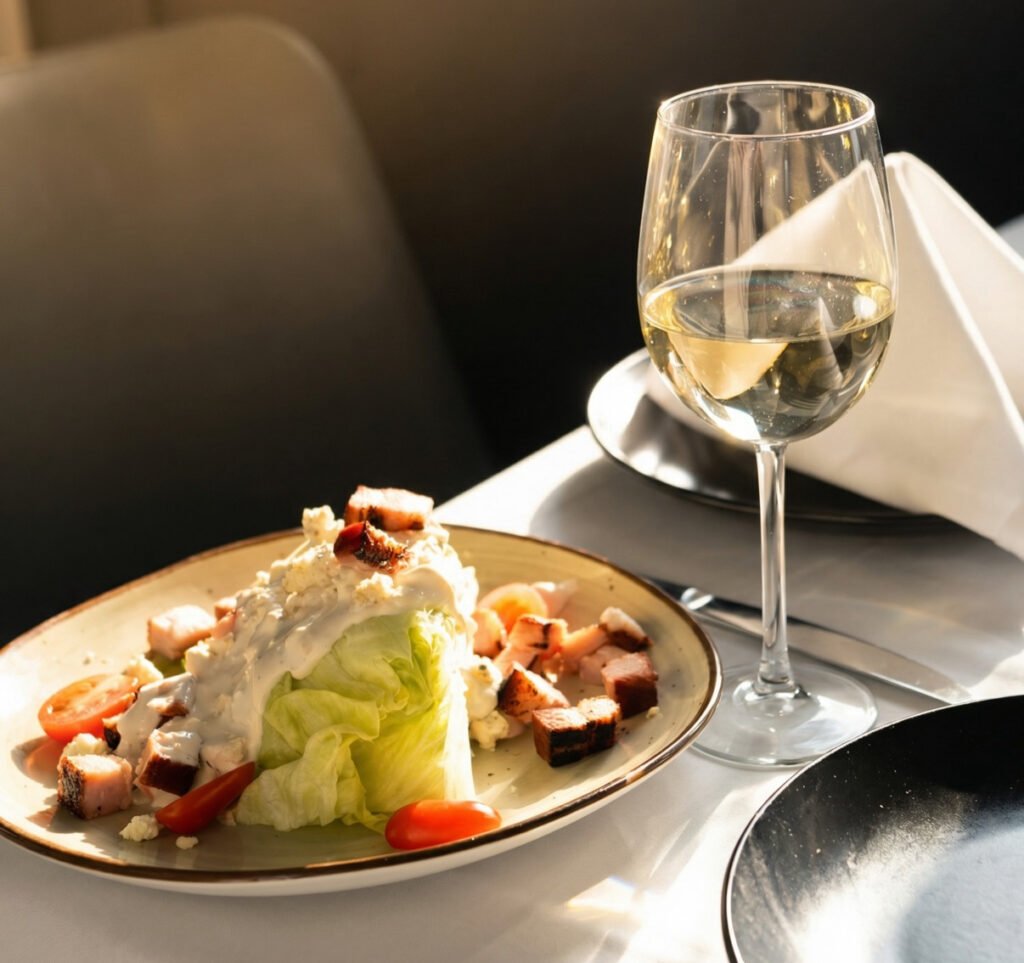 Iceberg wedge salad with bacon and blue cheese at Allendale Steakhouse