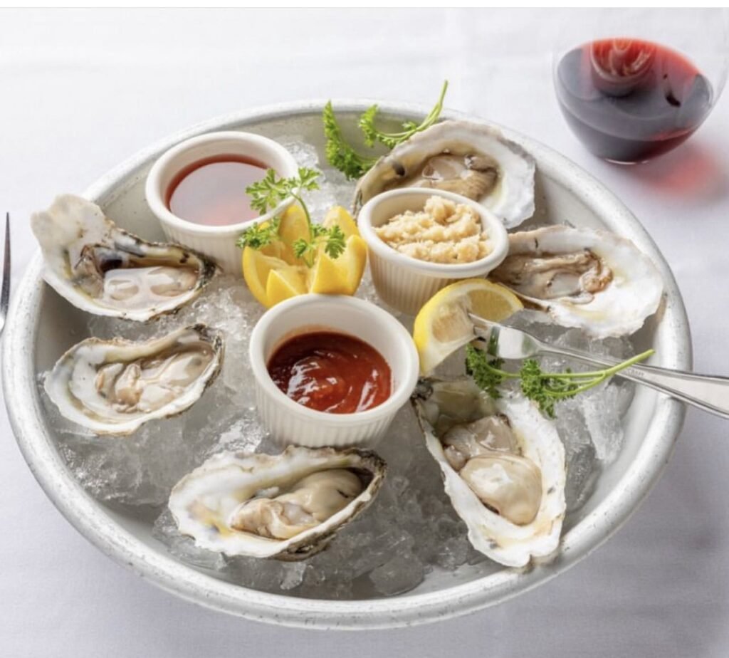 Fresh oysters on the half shell at Allendale Steakhouse